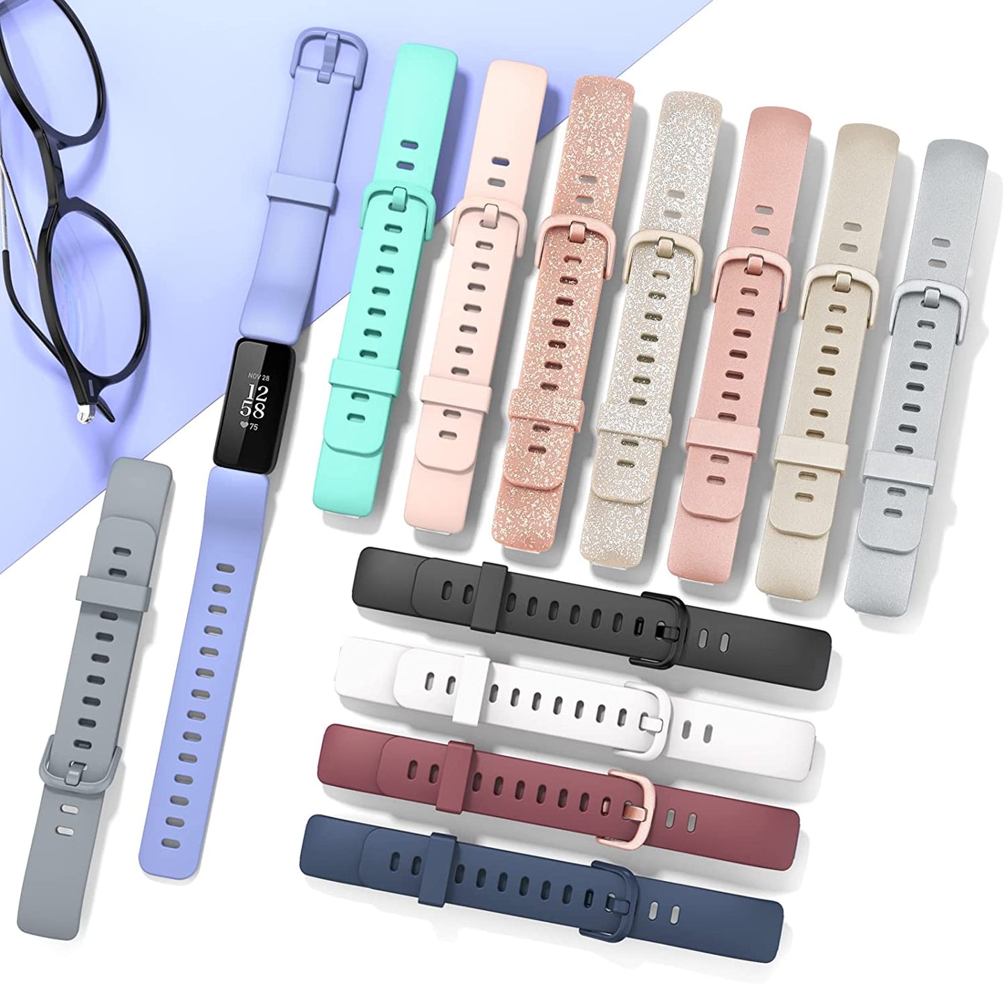 3 Pack Silicone Bands Compatible with Fitbit Inspire 2 Bands for Women Men, Adjustable Replacement Sport Wristbands Straps for Fitbit Inspire 2 / Ace 3 (Black/Gray/White)  Mugust   