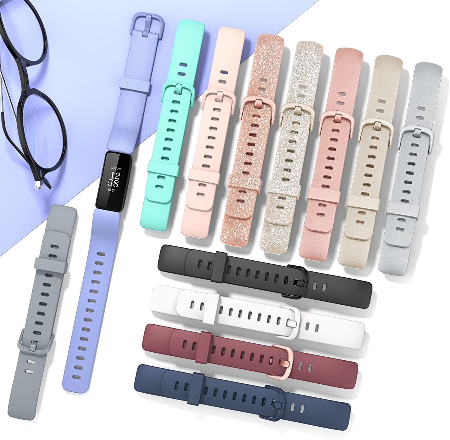 3 Pack Silicone Bands Compatible with Fitbit Inspire 2 Bands for Women Men, Adjustable Replacement Sport Wristbands Straps for Fitbit Inspire 2 / Ace 3 (Black/Gray/White)  Mugust   