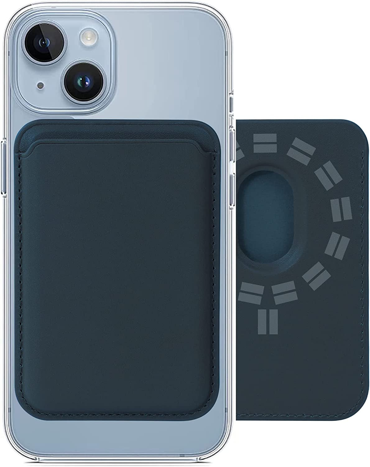 COMWINN Mag Safe Wallet with Double-Row Magnets - Minimalism Leather Mag Safe Card Holder - Slim Magnetic Wallet for Iphone 14/13/12 Series Model and Magsafe Case - Max Fit 3 Cards Black  COMWINN Blue  