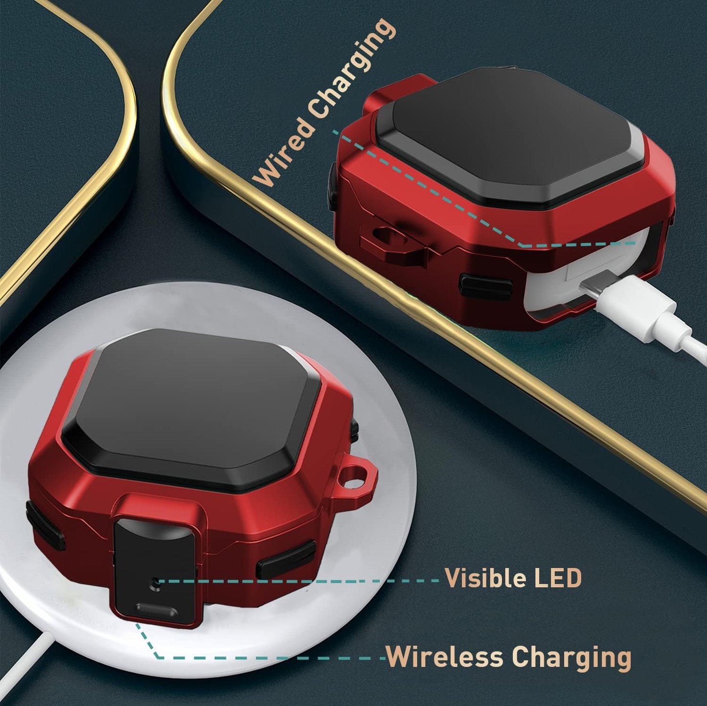 OTOPO Lock Case for Samsung Galaxy Buds 2 Pro/Galaxy Buds 2/Galaxy Buds Pro/Galaxy Buds Live Case with Cleaning Kit Men Women Protective Case Cover for Samsung Earbuds Case - Black/Red  OTOPO   