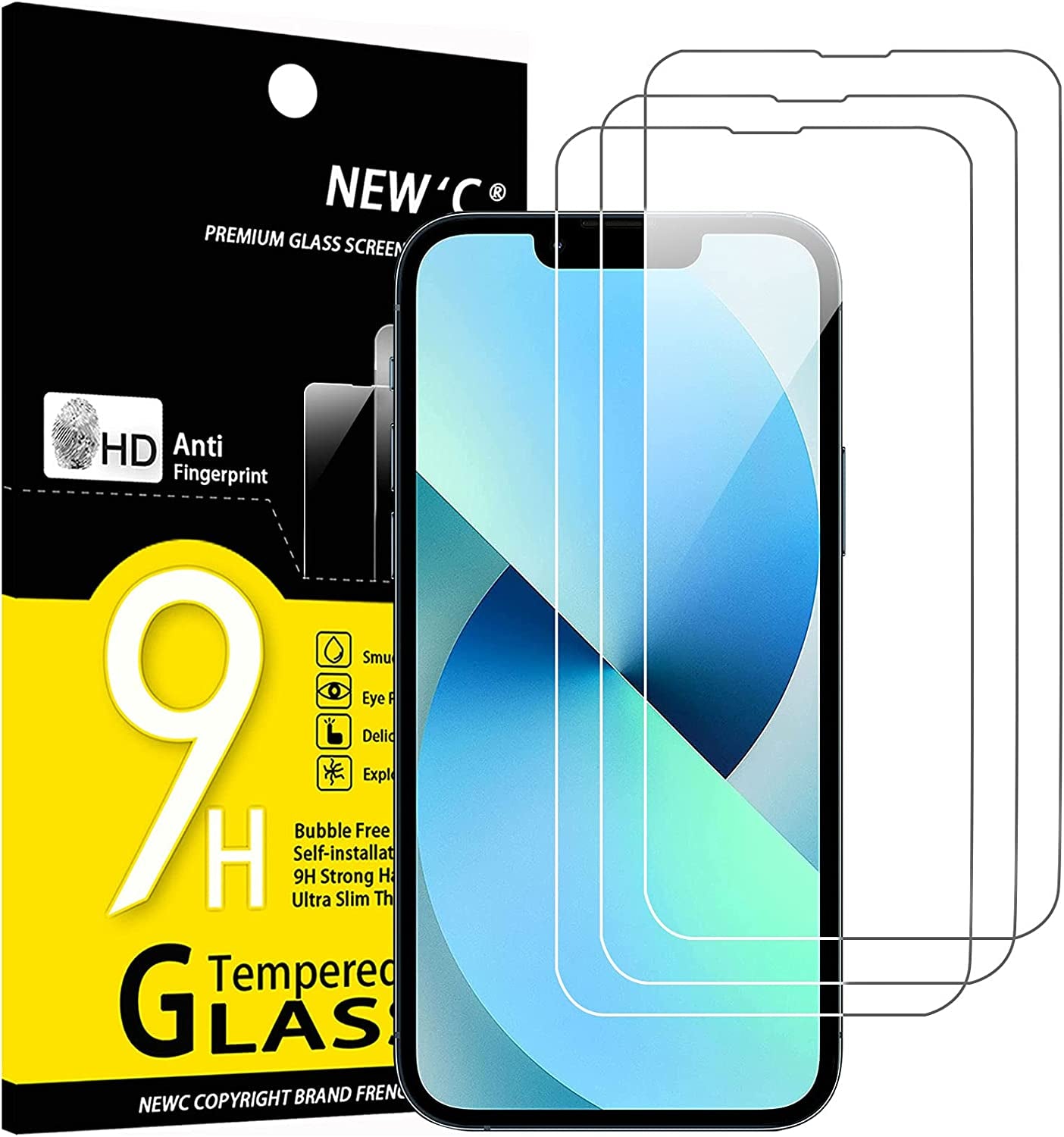 NEW'C [3 Pack] Designed for Iphone 13 Mini (5,4") Screen Protector Tempered Glass, Case Friendly Ultra Resistant  NEW'C   