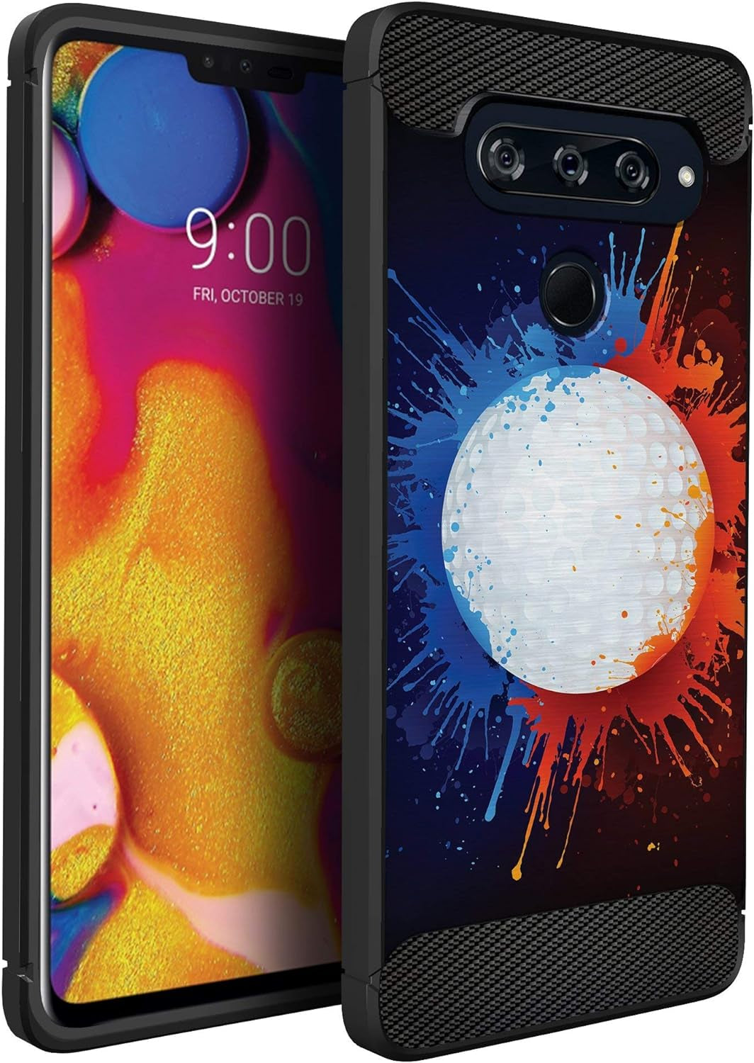 Casesondeck Sports Case Compatible with LG V40 Thinq- Flex Max Matte TPU Perfect Fitted Case Slim and Elegant (Soccer Fire)  CasesonDeck Golf  