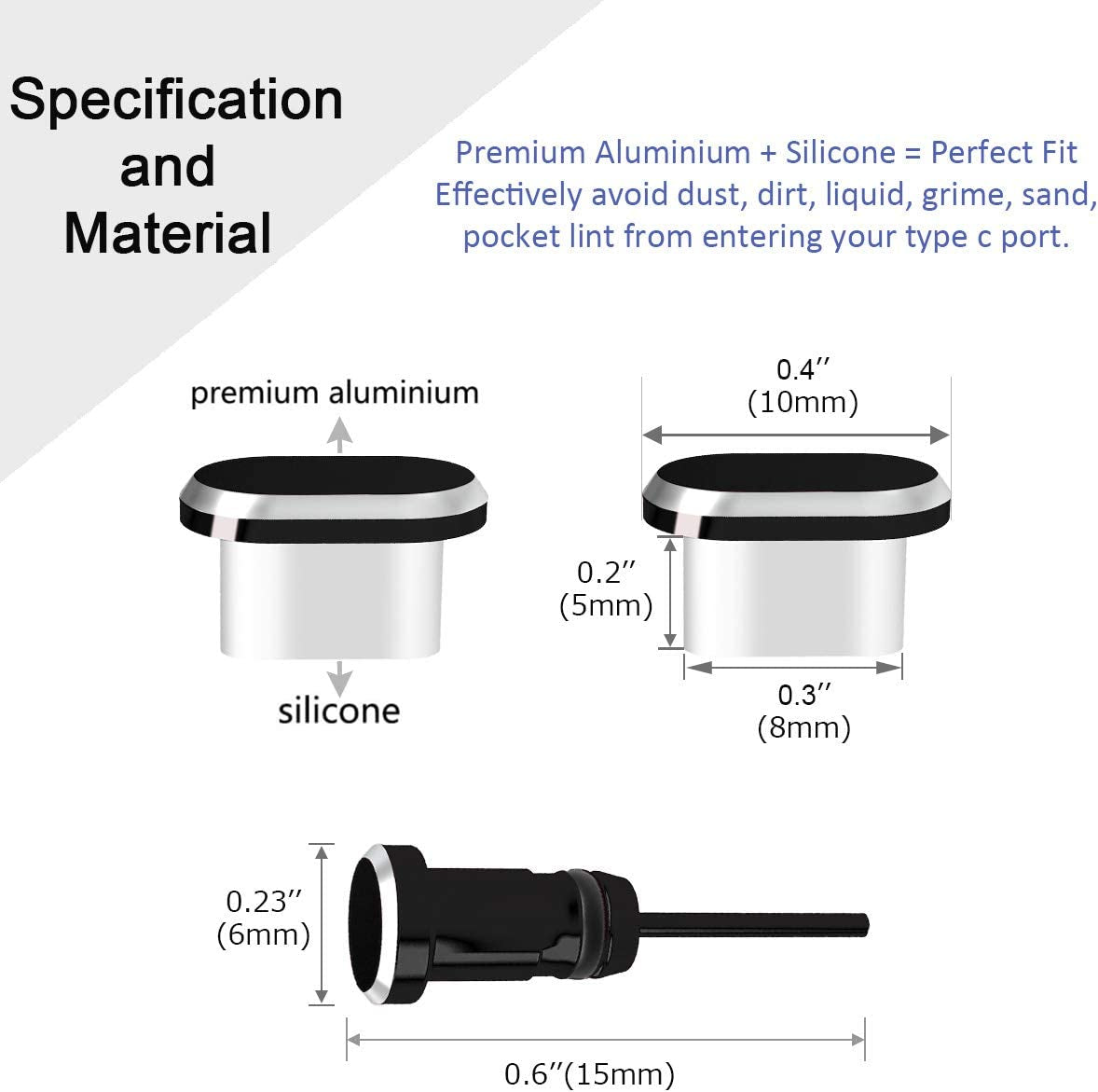 VIWIEU USB Type C Dust Plugs Charging Port Cover Caps with Earphone Jack Pin and Cable Protectors 2 Pack Compatible with Samsung Galaxy S22/S21/S20+ Ultra/Z Flip 4/Z Fold 4, Pixel 6A Oneplus 10T Black  VIWIEU   