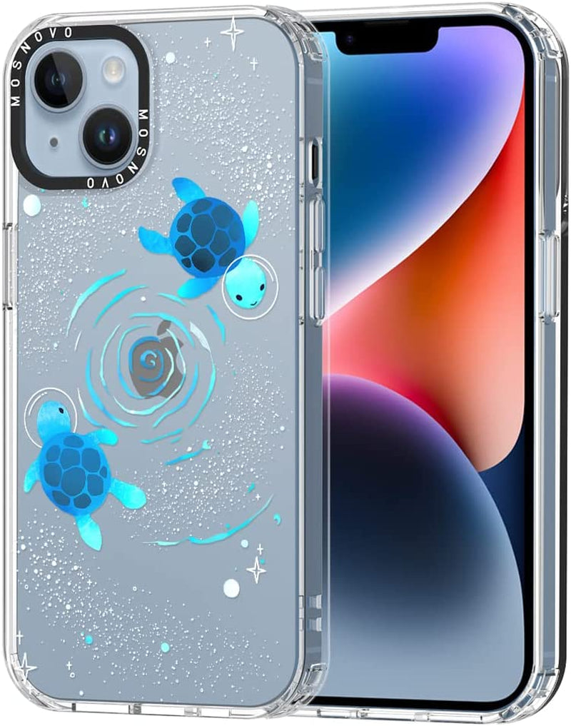 MOSNOVO Compatible with Iphone 14 Case, [Buffertech 6.6 Ft Drop Impact] [Anti Peel off Tech] Clear TPU Bumper Phone Case Cover with Cute Dog Designed for Iphone 14 6.1"  MOSNOVO Swirl Space Turtle  