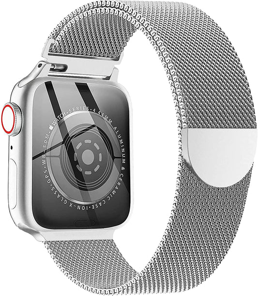 Metal Milanese Loop Band Compatible with Apple Watch Band 38Mm 40Mm 41Mm 42Mm 44Mm 45Mm 49Mm Women Men, Stainless Steel Mesh Magnetic Adjustable Strap for Iwatch Series Ultra/8/7/6/5/4/3/2/1/Se,Silver  BANDHOME   