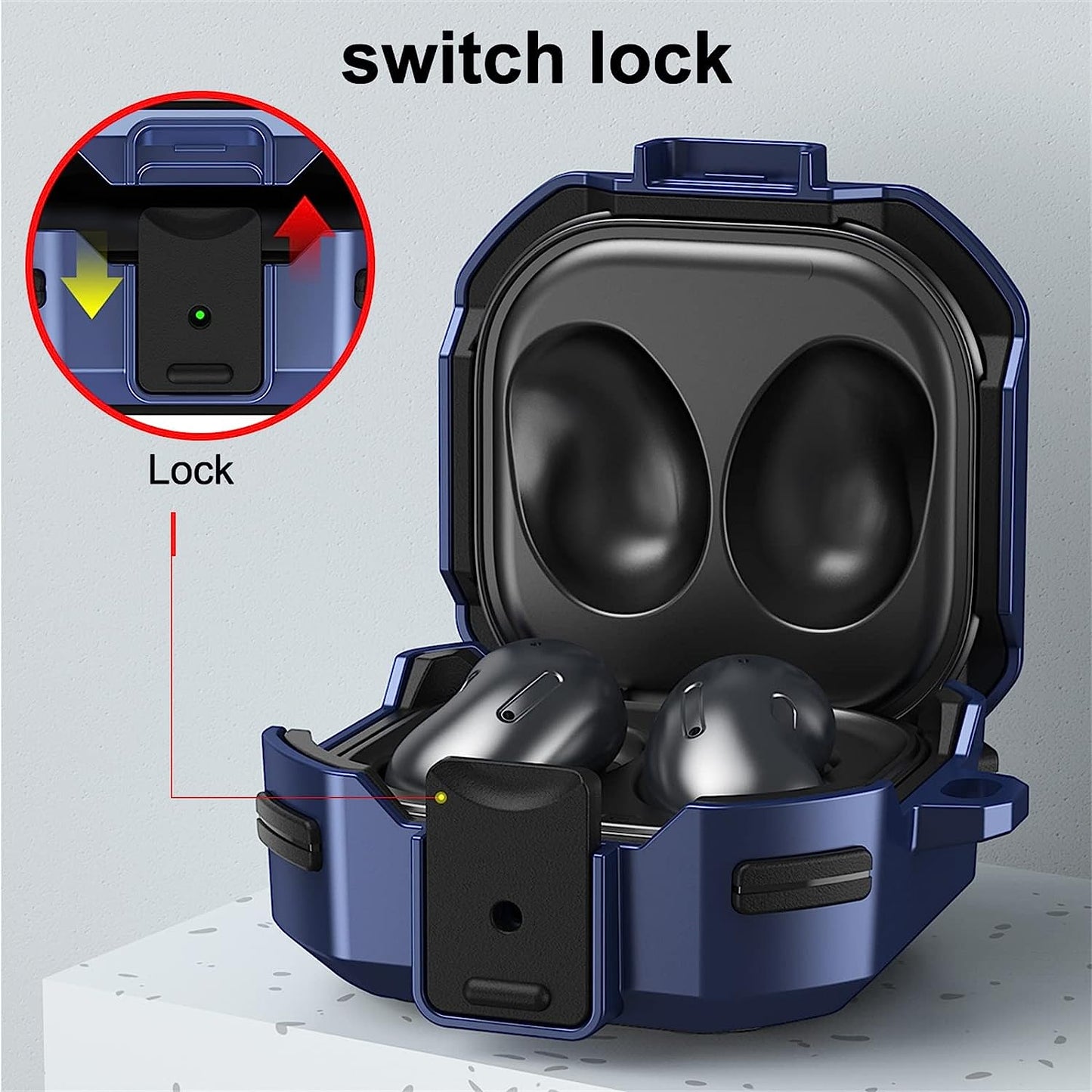 CASEVERSE Cases for Samsung Galaxy Buds2 Pro/Buds 2/Buds Pro/Buds Live with Lock, Cool PC Armor Series Shockproof Cover with Keychain for Boys Teens  CASEVERSE   