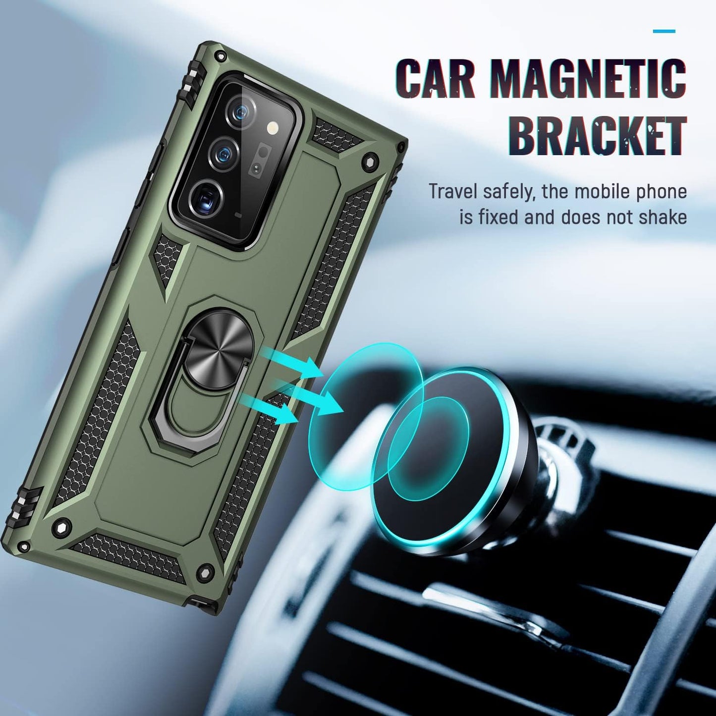 UKLCCU Case for Note 20 Ultra Phone Case Samsung Note 20 Ultra Case with Kickstand, Heavy Duty Armor Case Built-In 360° Rotate Ring Stand for Samsung Galaxy Note 20 Ultra - Green  UKLCCU   