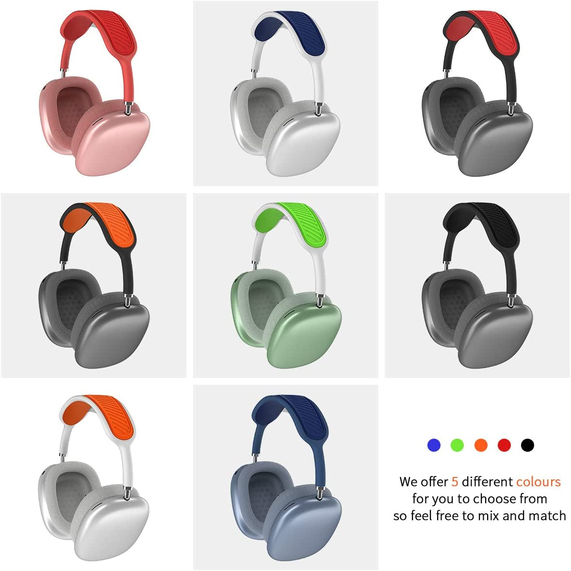 WQNIDE Headband Cover for Airpods Max, Washable Soft Silicone Headphone Headband Protectors/Comfort Cushion/Top Pad Protector Sleeve Compatible with Apple Airpods Max (Red)  WQNIDE   