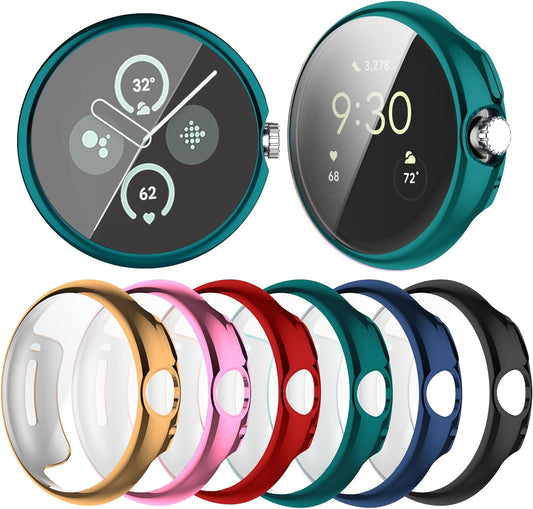 Wugongyan Screen Protector Case Compatible with Google Pixel Watch 2/Pixel Watch Soft TPU Plated Slim Full Protective Cover Accessories for Pixel Watch1/2(6-Pack Brilliant Colors,Pixel Watch1/2)  Wugongyan   