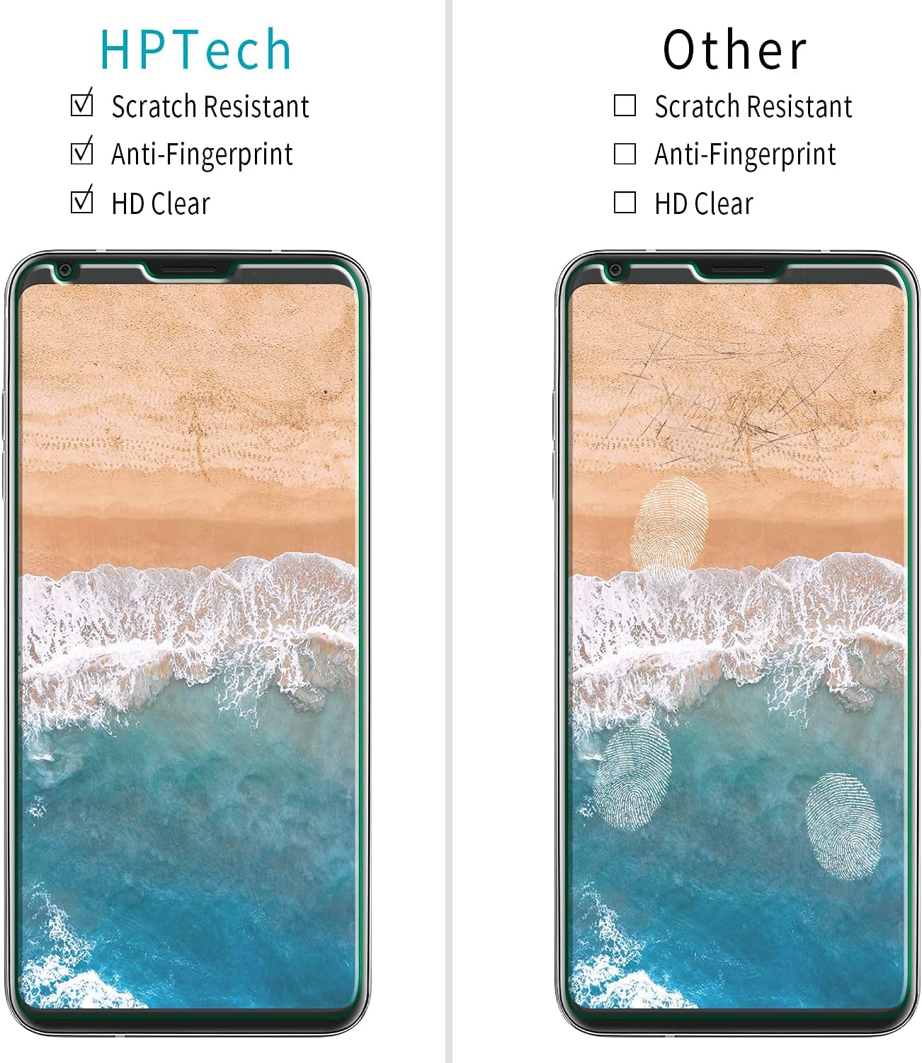 Hptech [2-Pack] Screen Protector for LG V30, V30 Plus, V30S Thinq, V30S plus Thinq, V35 Thinq Tempered Glass, anti Scratch, Bubble Free, Case Friendly  HPTech   