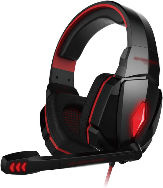 Gaming Headset Over-Ear Gaming Headphones Surround Sound Stereo for PC Laptop Tablet Smart Phone,Red  THER   