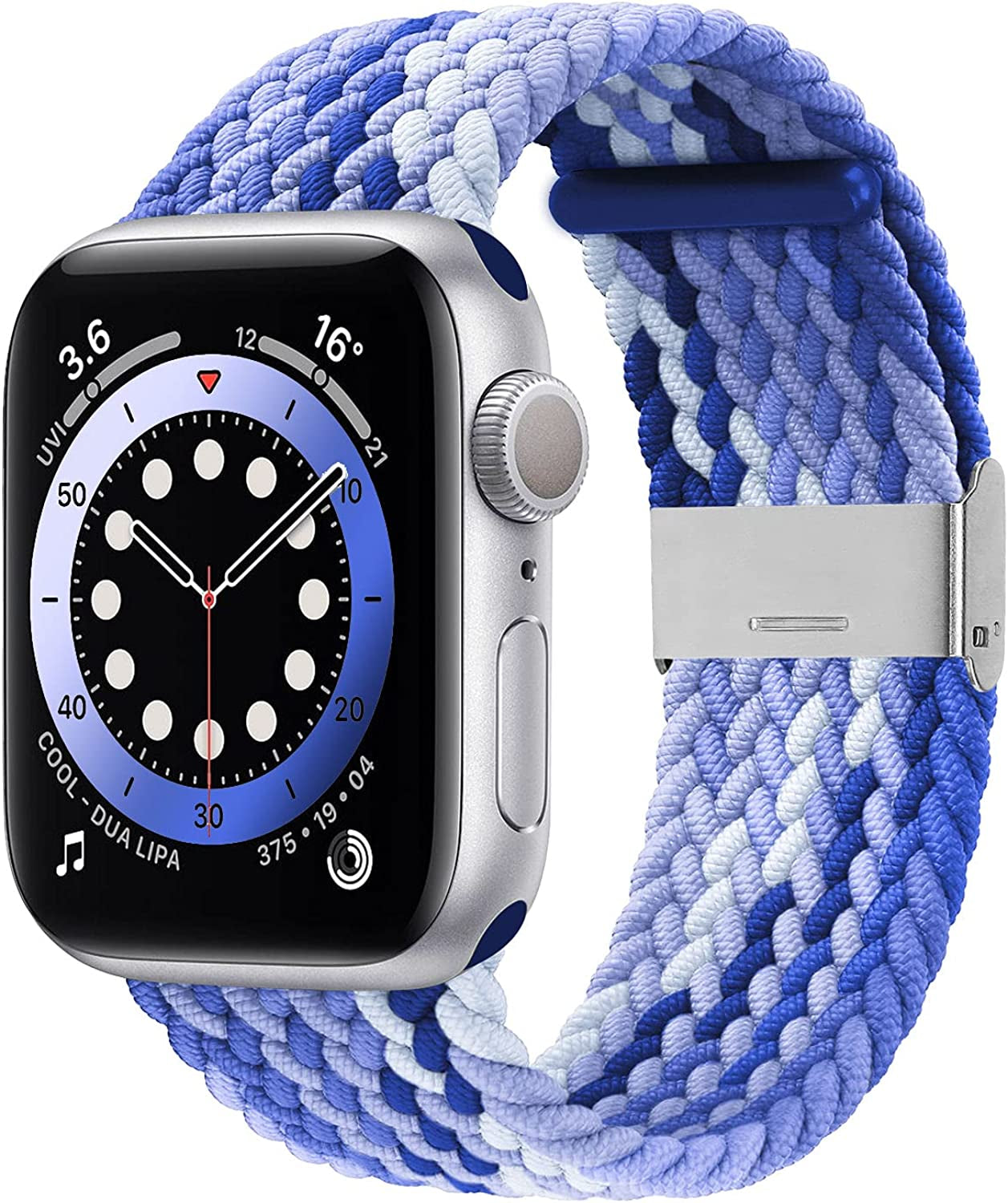 Bagoplus Compatible with Apple Watch Iwatch Bands 49Mm 38Mm 40Mm 41Mm 42Mm 44Mm 45Mm Women Men, Adjustable Braided Solo Loop Stretchable Elastics Sport for Iwatch Series 8/7/6/Se/5/4/3/2/1/Ultra  Bagoplus Gradient Blue 42mm/44mm/45mm/49mm - 5.5"-8.5" 
