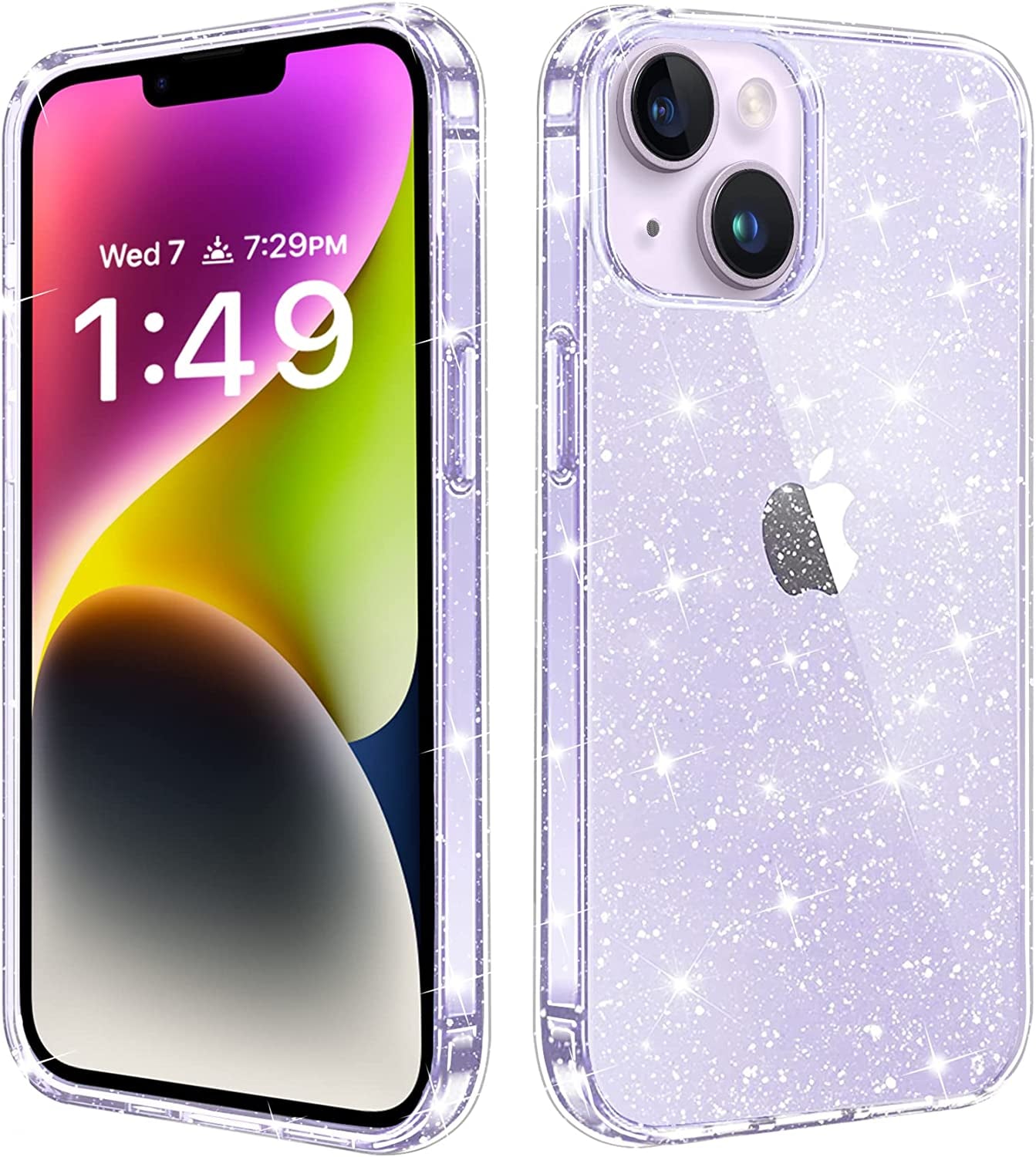 Jjgoo Compatible with Iphone 14 Case, Bling Sparkle Soft TPU Anti-Scratch Shockproof Protective Phone Bumper, Women Girls Cute Slim Sparkly Phone Case for Iphone 14, Glitter Gradient Blue  JJGoo Clear Glitter  