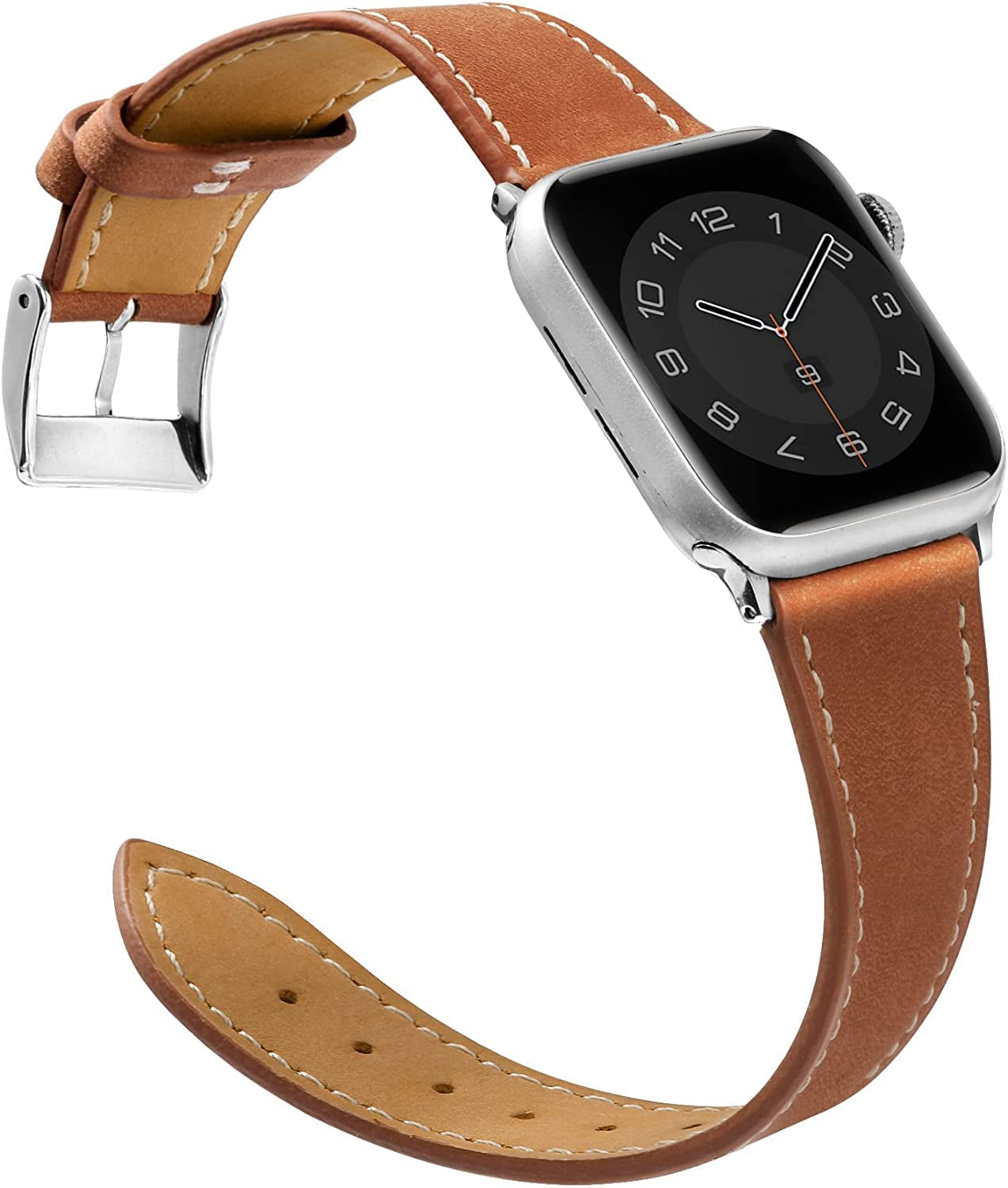 MARGE plus Compatible with Apple Watch Band Series SE 8 7 6 5 4 3 2 1 Ultra 49Mm 45Mm 41Mm 44Mm 40Mm 42Mm 38Mm, Genuine Leather Replacement Band for Iwatch, Leather Apple Watch Strap for Women & Men Brown  MARGE PLUS   