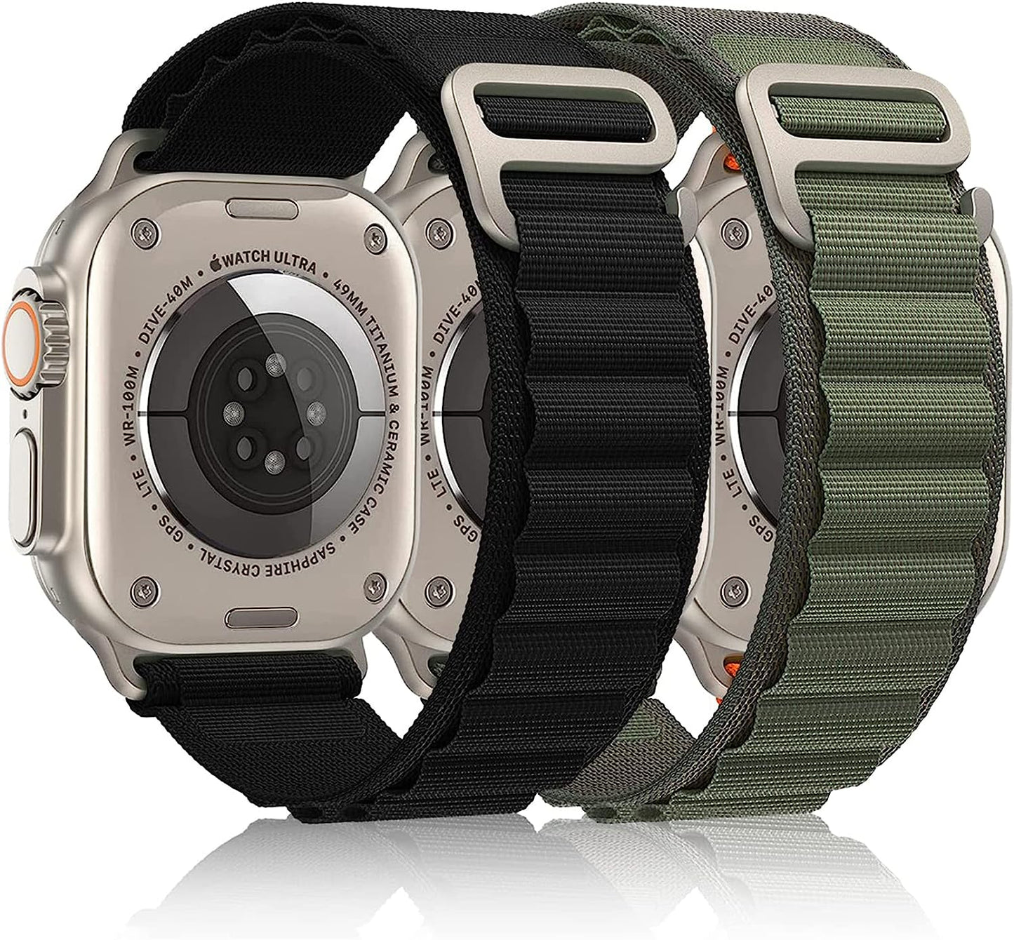 2 PCS Alpine Loop Nylon Bands Compatible with Apple Watch Ultra 49Mm 42Mm 44Mm 45Mm,Adjustable Sport with Titanium G-Hook Braided Bands for Iwatch Series 8/7/6/5/4/3/2/1/SE for Man  YXWUIVP   