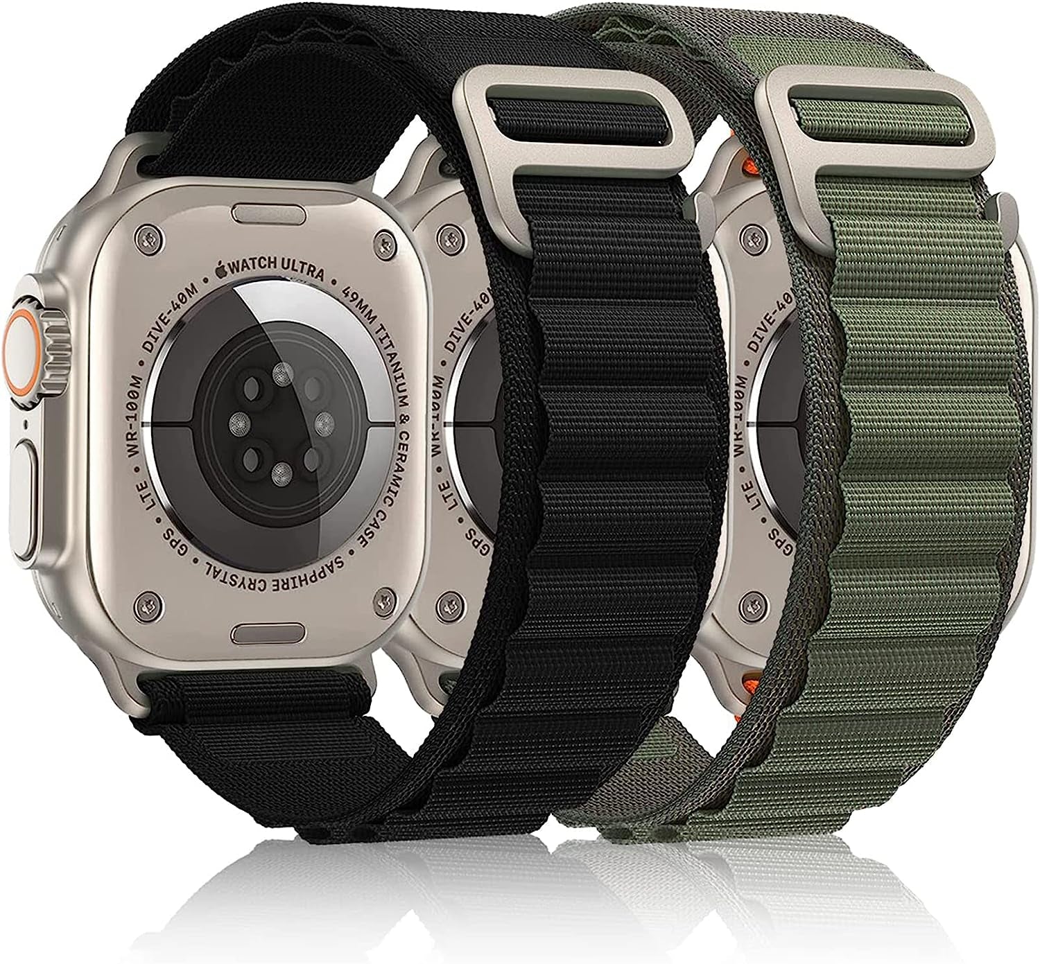 2 PCS Alpine Loop Nylon Bands Compatible with Apple Watch Ultra 49Mm 42Mm 44Mm 45Mm,Adjustable Sport with Titanium G-Hook Braided Bands for Iwatch Series 8/7/6/5/4/3/2/1/SE for Man  YXWUIVP   