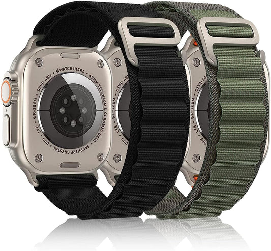 2 PCS Alpine Loop Nylon Bands Compatible with Apple Watch Ultra 49Mm 42Mm 44Mm 45Mm,Adjustable Sport with Titanium G-Hook Braided Bands for Iwatch Series 8/7/6/5/4/3/2/1/SE for Man  YXWUIVP   