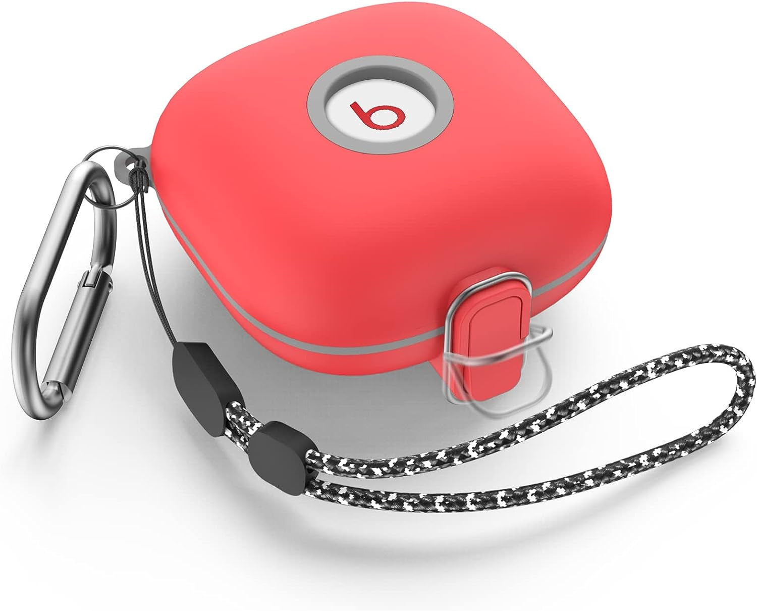 [Upgrade Secure Lock] Case for Beats Fit Pro 2021, WOFRO Shock-Absorbing Protective Cover TPU Hard Shell with Anti-Lost Lanyard/Keychain[One-Click Pop] (Red)  WOFRO   