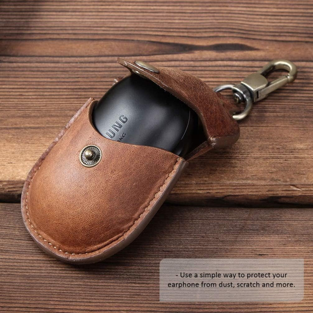 UKCOCO Compatible for Samsung Galaxy Buds Case Leather Shockproof Protective Earbuds Case with Carabiner Keychain - Brown  UKCOCO   