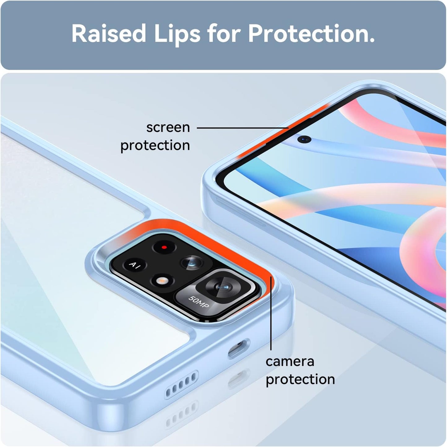 DFTCVBN Phone Case for Poco M4 Pro 5G/Redmi Note 11T 5G/Redmi Note 11S 5G Case with Screen Protector, Soft Bumper with Clear Crystal PC Hard Back Shockproof Cover Cases for Xiaomi Poco M4 Pro 5G Blue  DFTCVBN   