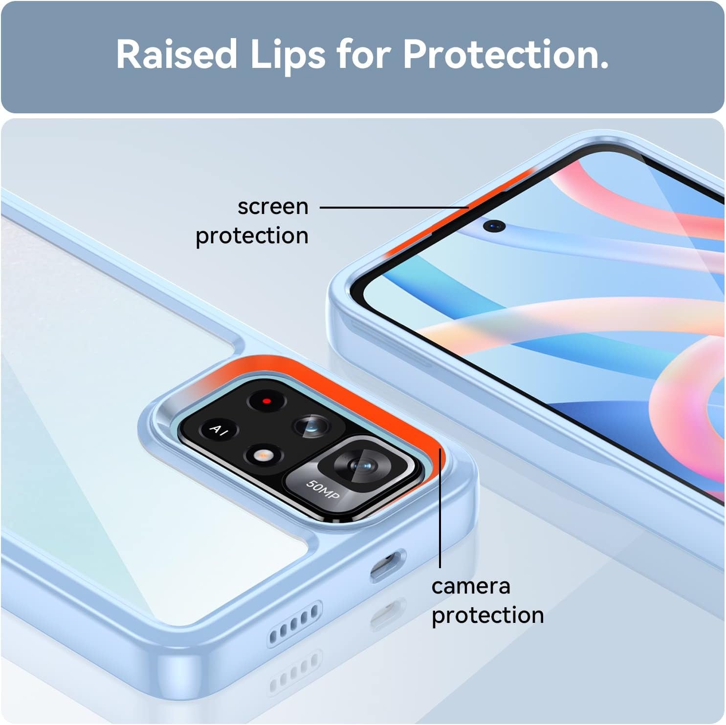 DFTCVBN Phone Case for Poco M4 Pro 5G/Redmi Note 11T 5G/Redmi Note 11S 5G Case with Screen Protector, Soft Bumper with Clear Crystal PC Hard Back Shockproof Cover Cases for Xiaomi Poco M4 Pro 5G Blue  DFTCVBN   