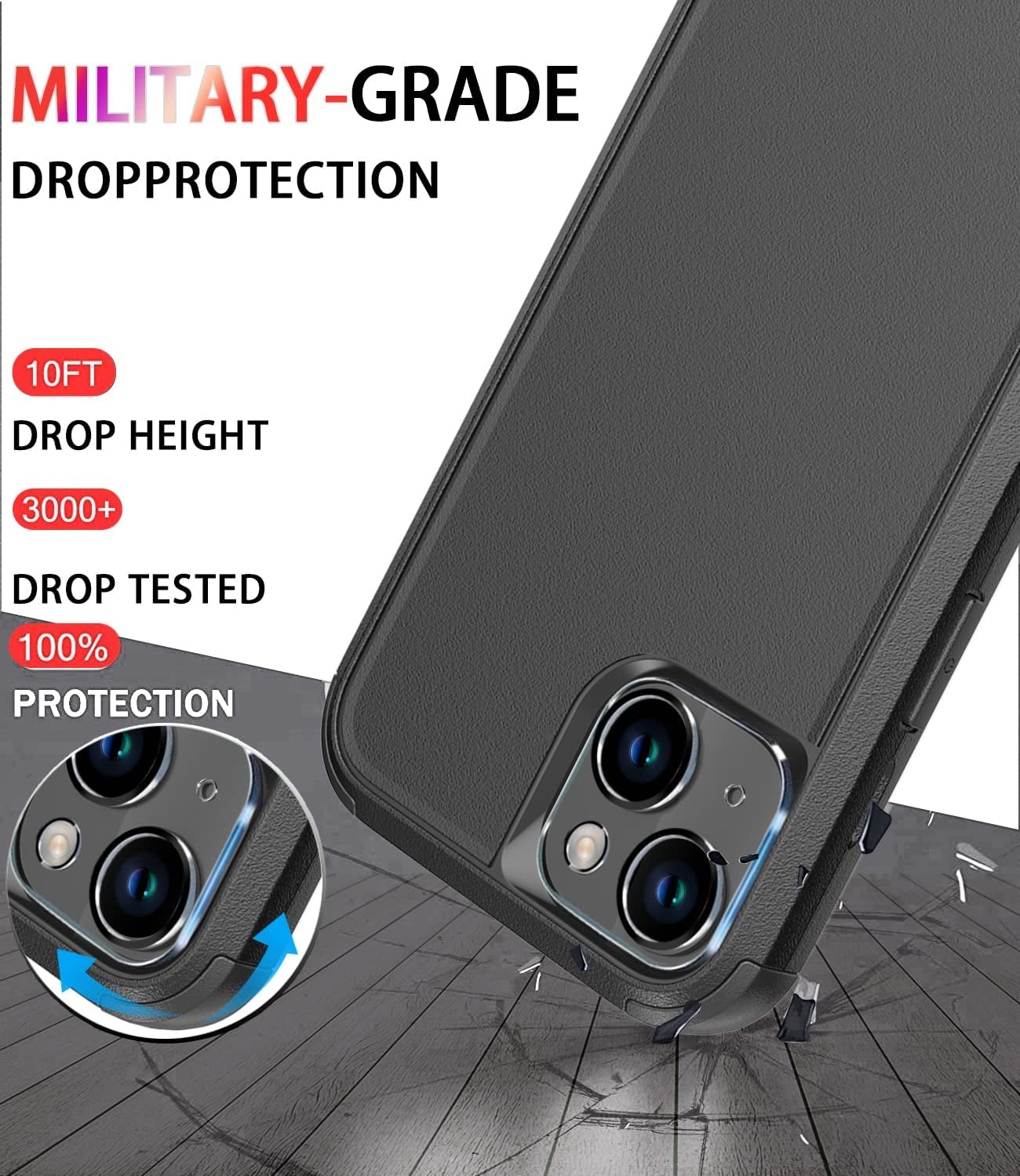 Diverbox for Iphone 14 Case [Shockproof] [Dropproof] [Tempered Glass Screen + Camera Lens Protector],Heavy Duty Protection Phone Case Cover for Apple Iphone 14 (Black)  DiverBox   