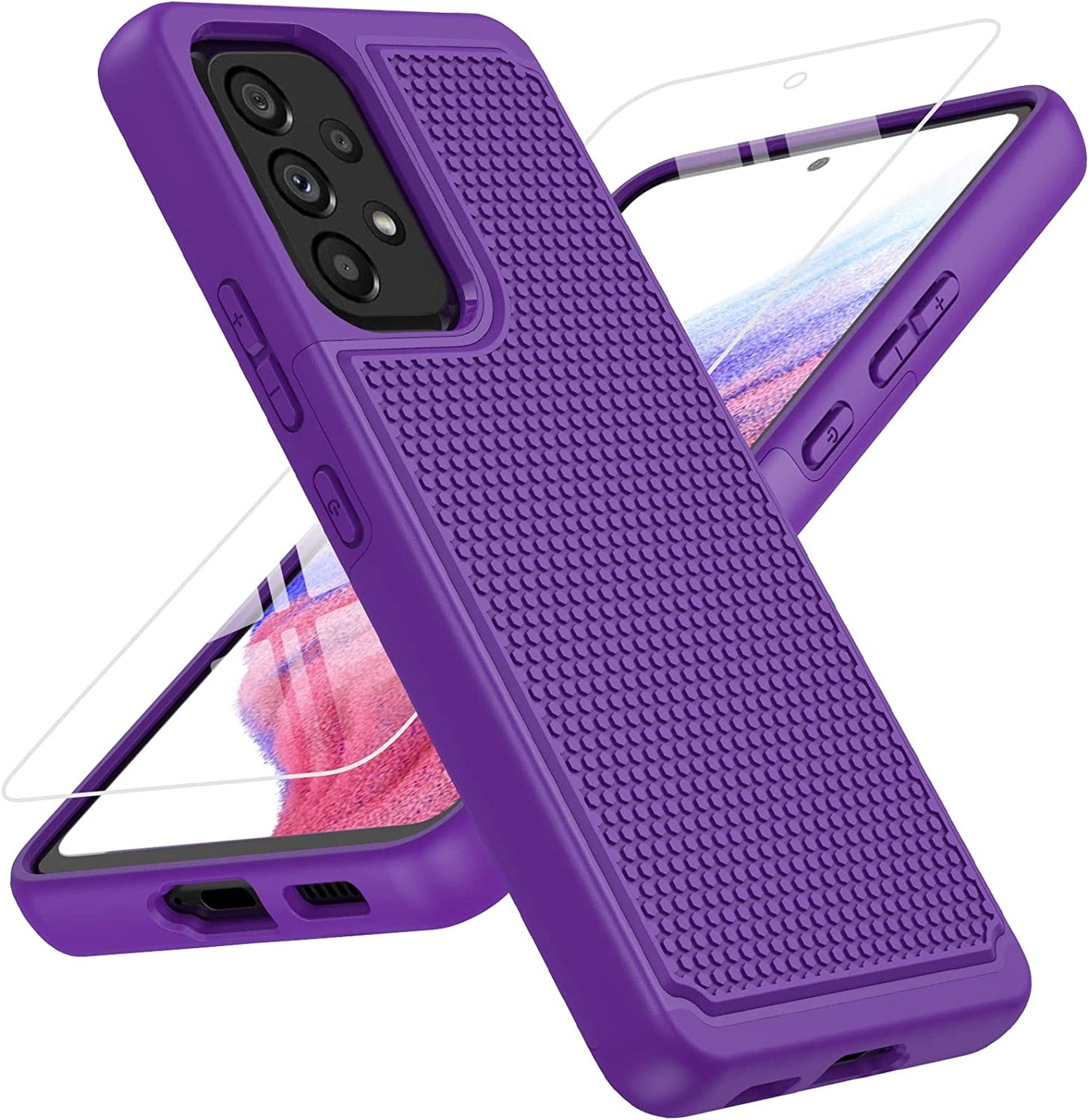 BNIUT for Samsung Galaxy A53 5G (Galaxy A53 5G UW) Case: Dual Layer Protective Heavy Duty Cell Phone Cover Shockproof Rugged with Non Slip Textured Back - Military Protection - 6.5Inch (Dark Green)  binghexin Purple  