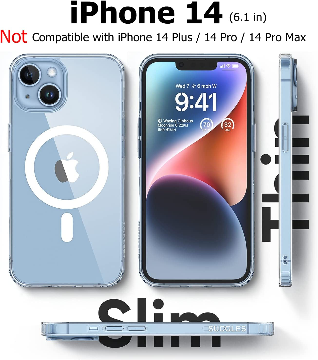 (2023 New) for Iphone 14 Case with Magsafe, [Strong Magnet] [Non-Yellowing] [10FT Military Grade Protection] Magnetic Clear Slim Phone Case Bumper Thin Cover for (Apple Iphone14, Clear Mag Safe)  Gotrays Gavin LLC   