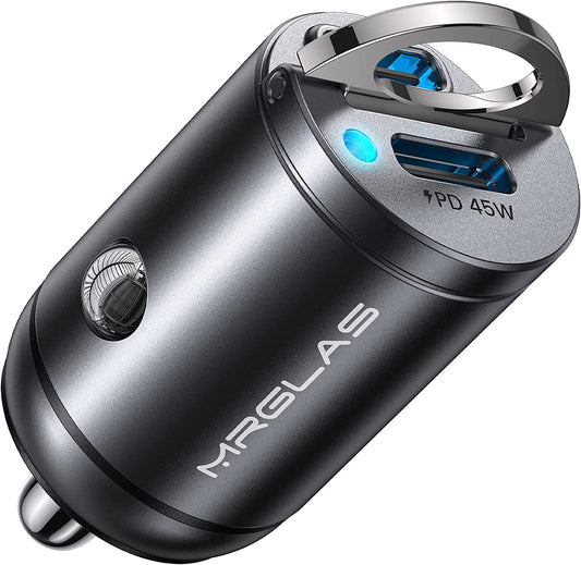 90W USB C Car Charger,[Super Mini Metal] USB C Car Charger Fast Charging Adapter Dual PD Dual Port MRGLAS Type C Car Cigarette Lighter USB Charger Compatible Iphone 14 13 Pro Max Ipad Samsung Macbook  MRGLAS   