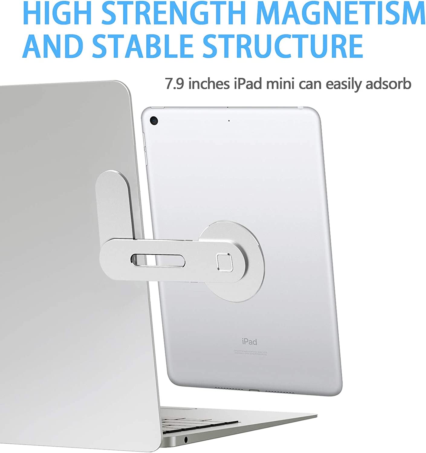 [New Upgraded] Magnetic Laptop Phone Holder Computer Monitor Side Cell Phone Mount Slim & Foldable Compatible with Iphone 14/13 /12 Series Magsafe Case and All Phones, Silver  Doter   