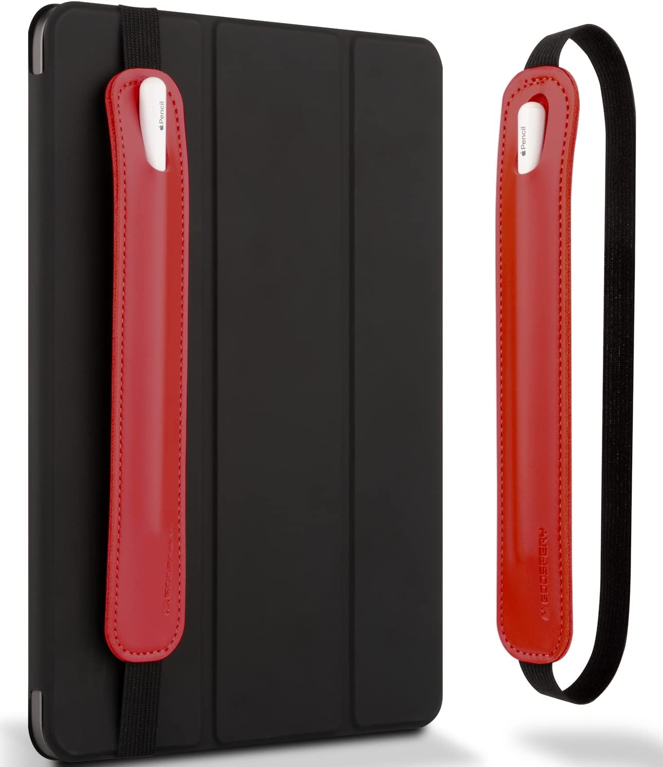 Goospery Pencil Holder Compatible with Apple Pencil Case(1St & 2Nd Generation)Stylus Pen Sleeve PU Leather Accessories Elastic Band for All Tablets Including Ipad Pro 12.9 11 Inch Air 4Th - Dark Grey  GOOSPERY Red  