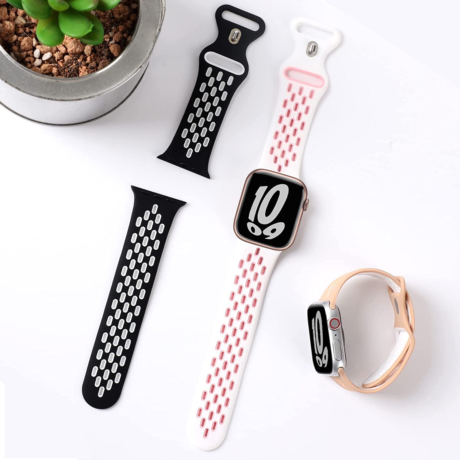 TSAAGAN 5 Pack Sport Silicone Bands Compatible for Apple Watch Band 49Mm 41Mm 45Mm 40Mm 44Mm 38Mm 42Mm, Breathable Strap Replacement Wristband for Iwatch Ultra Series 8/7/SE/6/5/4/3/2/1 Women & Men  TSAAGAN   