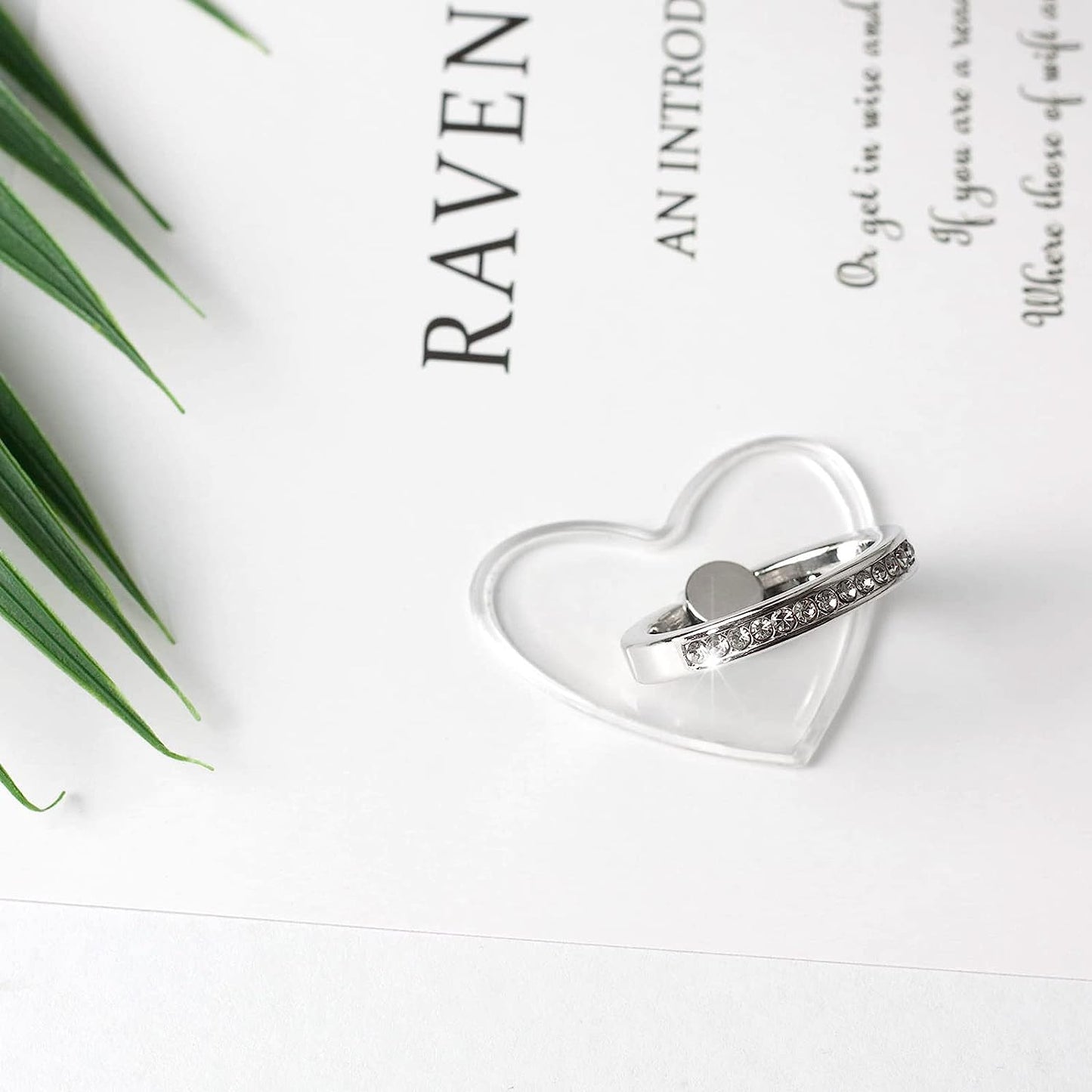 [2 Pack] Transparent Love Heart Shape Diamond Setting Cell Phone Ring Holder Stand,360 Degree Rotation and 180 Degree Adjustable Finger Ring Kickstand with Polished Electroplated Phone Grip  Wansurs   