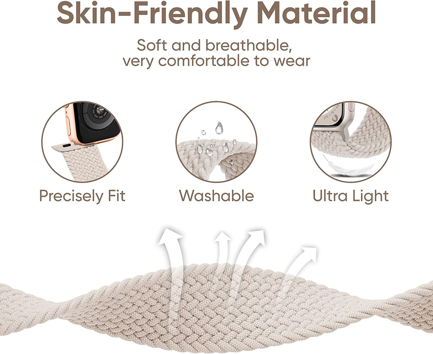 Pizooprs Braided Solo Loop Compatible with Apple Watch Band 38Mm 40Mm 41Mm 42Mm 44Mm 45Mm 49Mm for Women Men, Nylon Stretchy Sport Bands Soft Elastic Straps for Iwatch Ultra SE Series 8 7 6 5 4 3 2 1  Pizooprs   