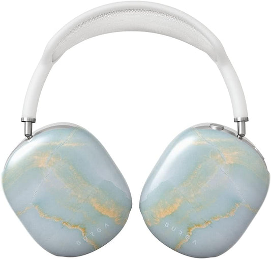 Burga Airpod Hardcase Compatible with Apple Airpods MAX Case, Sky Blue Mint Green Gold Dusts Marble Turquoise Azure Ocean Cute Case for Women, Protective Hard Plastic Case Cover  BURGA   