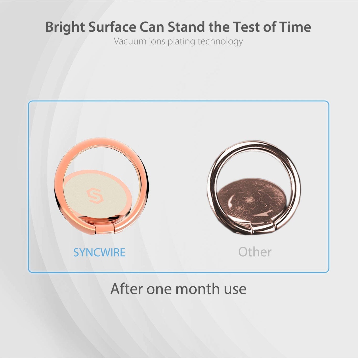 Syncwire Cell Phone Ring Holder Stand, 360 Degree Rotation Finger Ring Kickstand with Polished Metal Phone Grip for Magnetic Car Mount Compatible with Iphone, Samsung, LG, Pixel - Rose Gold  Syncwire   