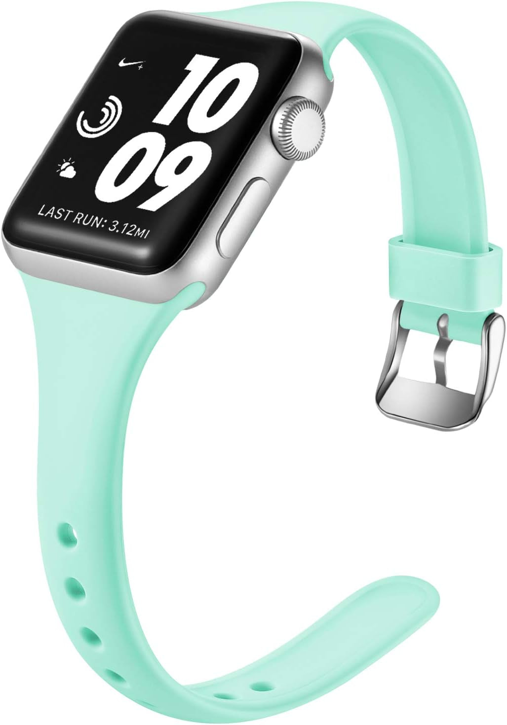 Laffav Slim Band Compatible with Apple Watch 49Mm 45Mm 44Mm 42Mm Iwatch SE & Ultra & Series 8/7/6/5/4/3/2/1 for Women Men, Black, S/M  Laffav Mint Green 42mm/44mm/45mm/49mm M/L 