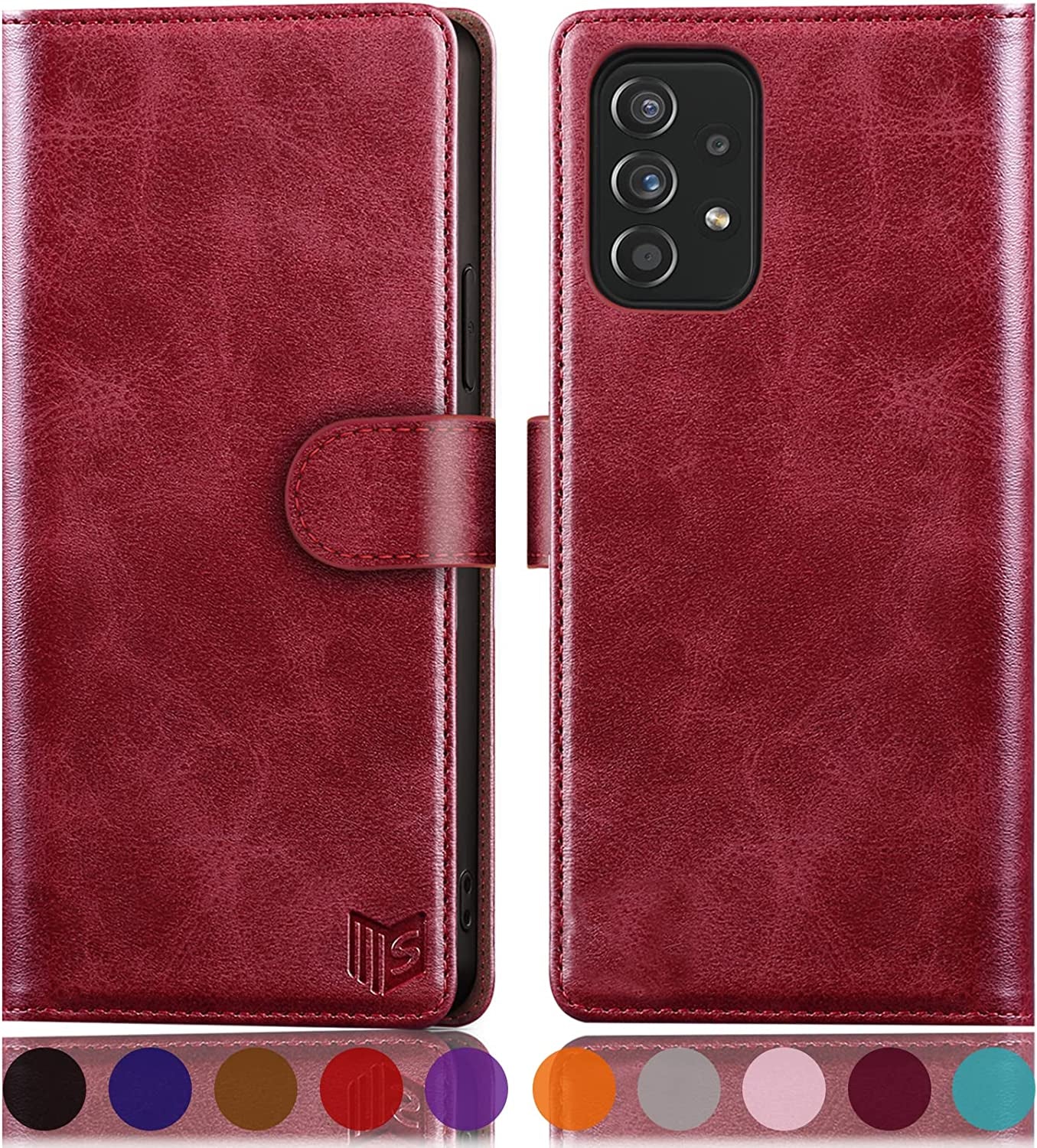 SUANPOT for Samsung Galaxy A53 5G Leather Wallet Case with RFID Credit Card Holder Flip Folio Book Phone Case Shockproof Cover for Women Men for Samsung A53 Case Wallet Light Brown  SUANPOT Red  