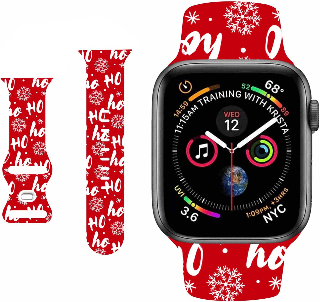 Breathable Christmas Pattern Bands Compatible with Apple Watch 42Mm 44Mm 45Mm M/L,Girls Women Men Colorful Soft Silicone Wristband Strap for Iwatch SE & Series 8/7/6/5/4/3/2/1 (Christmas Plaid)  HYHMXB 02.Red Christmas 42mm/44mm/45mm M/L 
