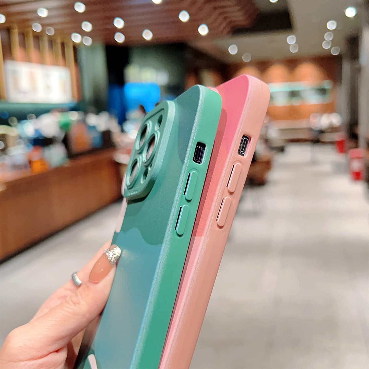 YKCZL Compatible with Iphone 14 Pro Max Case,Cute Painted Art Heart Pattern Full Camera Lens Protective Slim Soft Shockproof Phone Case for Women Girls-Dark Green  YKCZL   