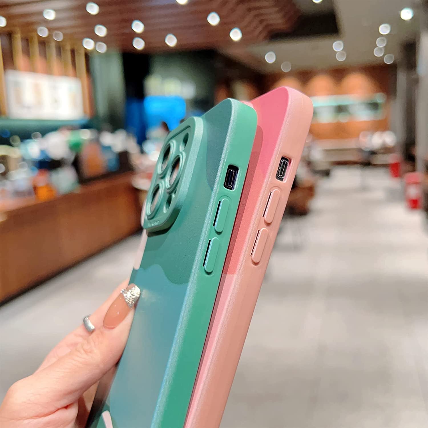 YKCZL Compatible with Iphone 14 Pro Max Case,Cute Painted Art Heart Pattern Full Camera Lens Protective Slim Soft Shockproof Phone Case for Women Girls-Dark Green  YKCZL   