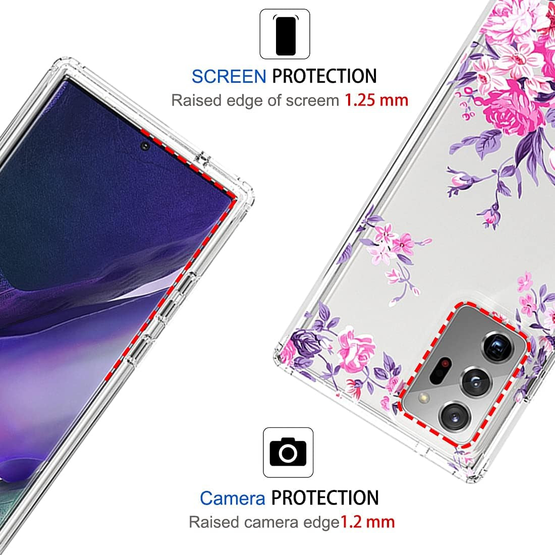 Zoeirc Case for Galaxy Note 20 Ultra 5G, Samsung Note 20 Ultra Clear Case, TPU 360 Full Body Shockproof Hybrid Bumper Crystal Clear Phone Case Cover for Samsung Galaxy Note 20 Ultra (Rose Flower)  Zoeirc   