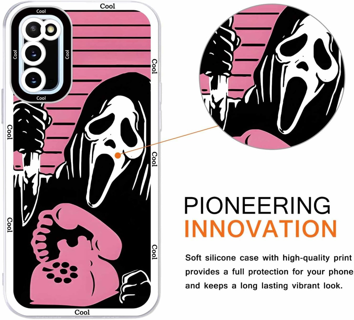 2 × Phone Case for Samsung Galaxy S20/S11E Case Clear 6.2",Scream Horror Movie Printed, Cute Skull Pattern Design Transparent Cases for Women Men Girls, Soft TPU Funda for Samsung S20/S11E,Ghost Face  DZY US   