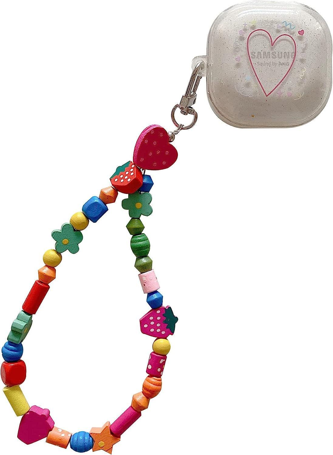 CASEVERSE Case for Samsung Galaxy Buds2 Pro/Galaxy Buds 2/Galaxy Buds Pro/Galaxy Buds Live, Cute Transparent Soft TPU Cover with Keychain for Girls Women  CASEVERSE Heart 2  