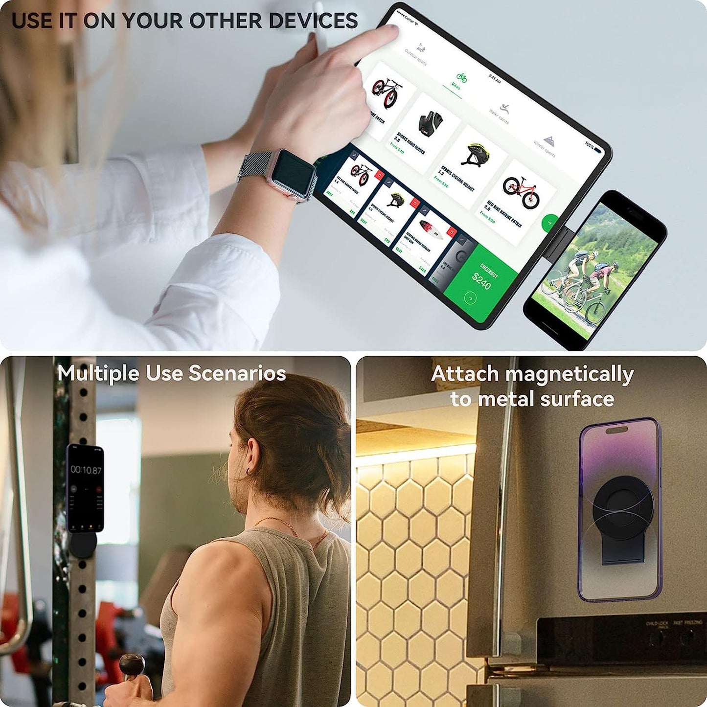 Cloudvalley for Magnetic Laptop Phone Holder, Slim Adjustable Cell Phone Stand, Slim Protable Laptop Side Mount Clip, Computer Monitor Expansion Bracket, Modular Work from Home Kit - Black  CloudValley   