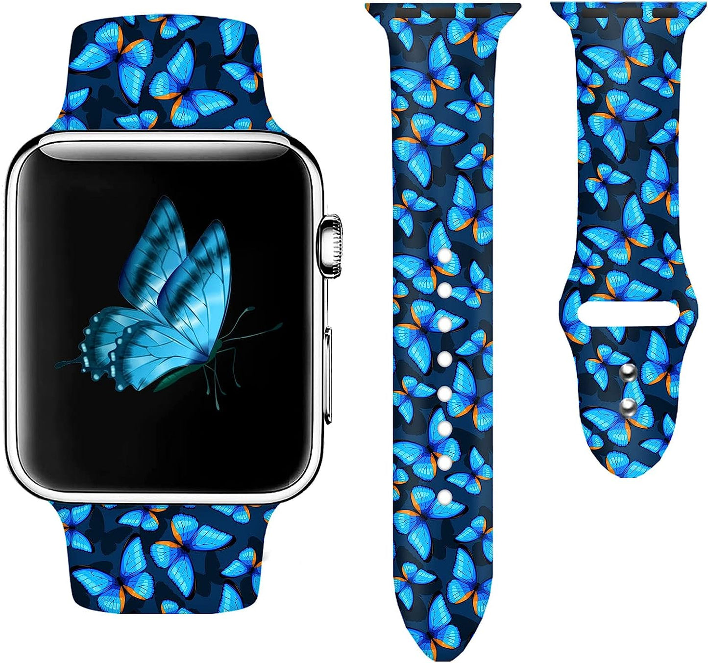 Camo Watch Bands Compatible with Apple Watch 38Mm 40Mm 41Mm 42Mm 44Mm 45Mm for Women Men, Adjustable Soft Silicone Sport Wristbands Replacement Strap for Iwatch Series 7 6 5 4 3 2 1  GEJPJGE Psychedelic Butterfly 4 42mm/44mm/45mm/49mm (M/L) 