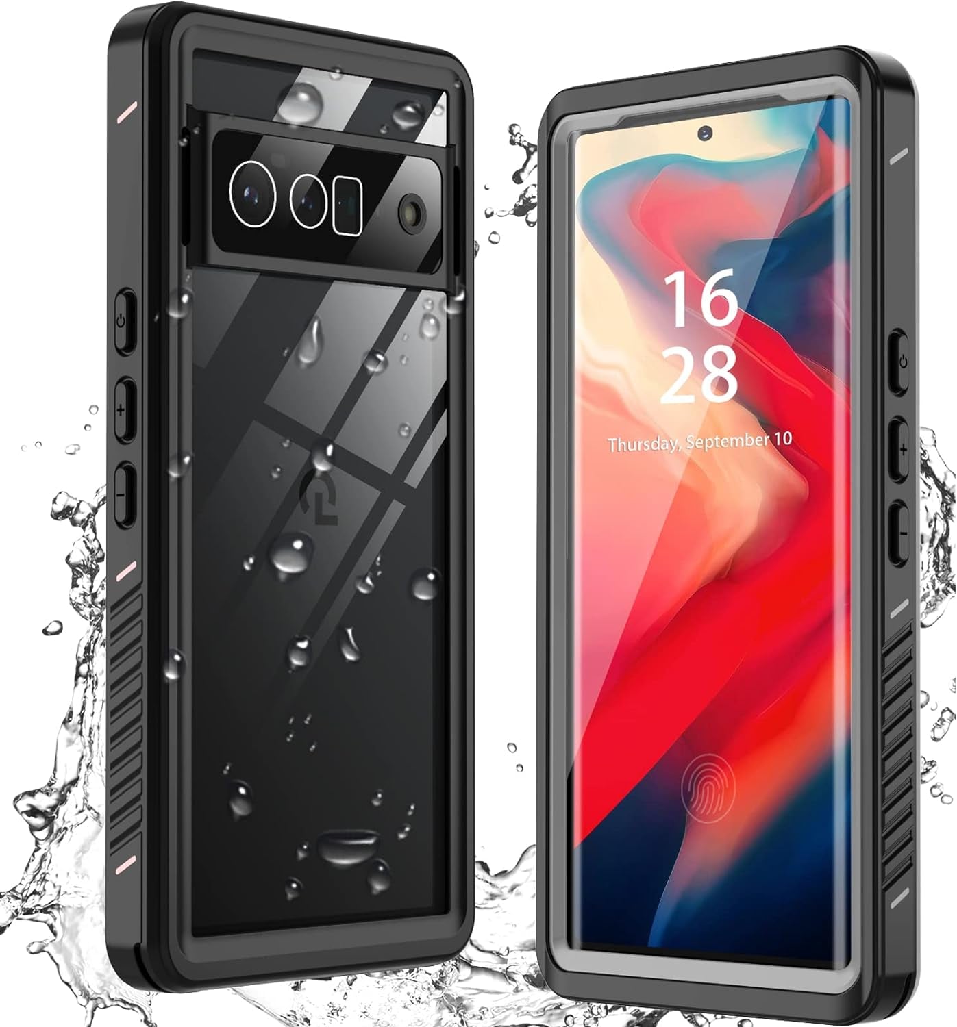 ANTSHARE Designed Google Pixel 6 Pro Case with Screen Protector Clear Pixel 6 Pro Protective Case Waterproof Shockproof, 360 Full Body Case Slim Cover for Pixel 6 Pro(Pink)  ANTSHARE Black/Clear  
