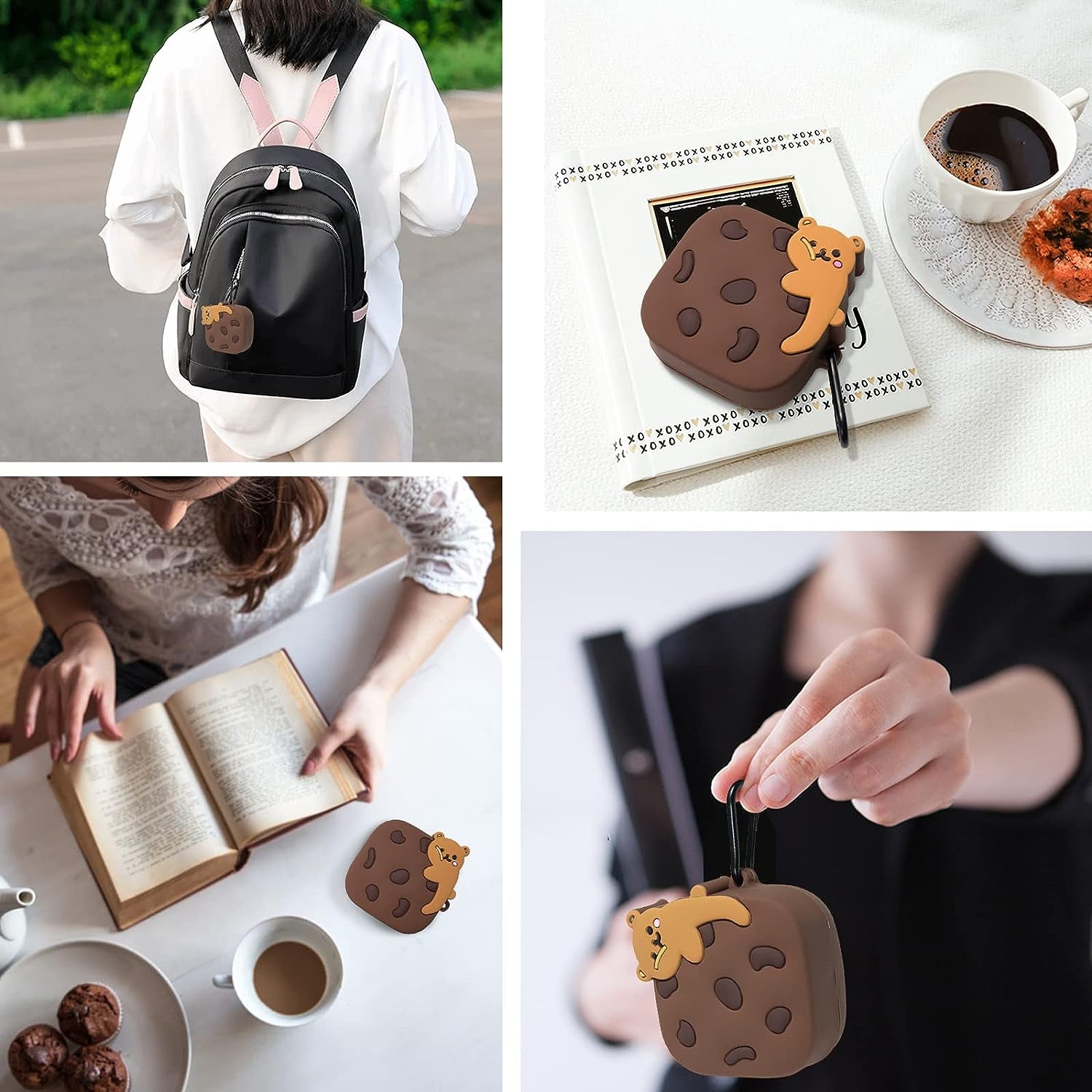 Powerbeats Pro Case, 3D Cute Cartoon Character Shockproof Protective Silicone Case Cover for Powerbeats Pro with Keychain for Girls Women Kids (Cookie Bear)  LDSXAY   