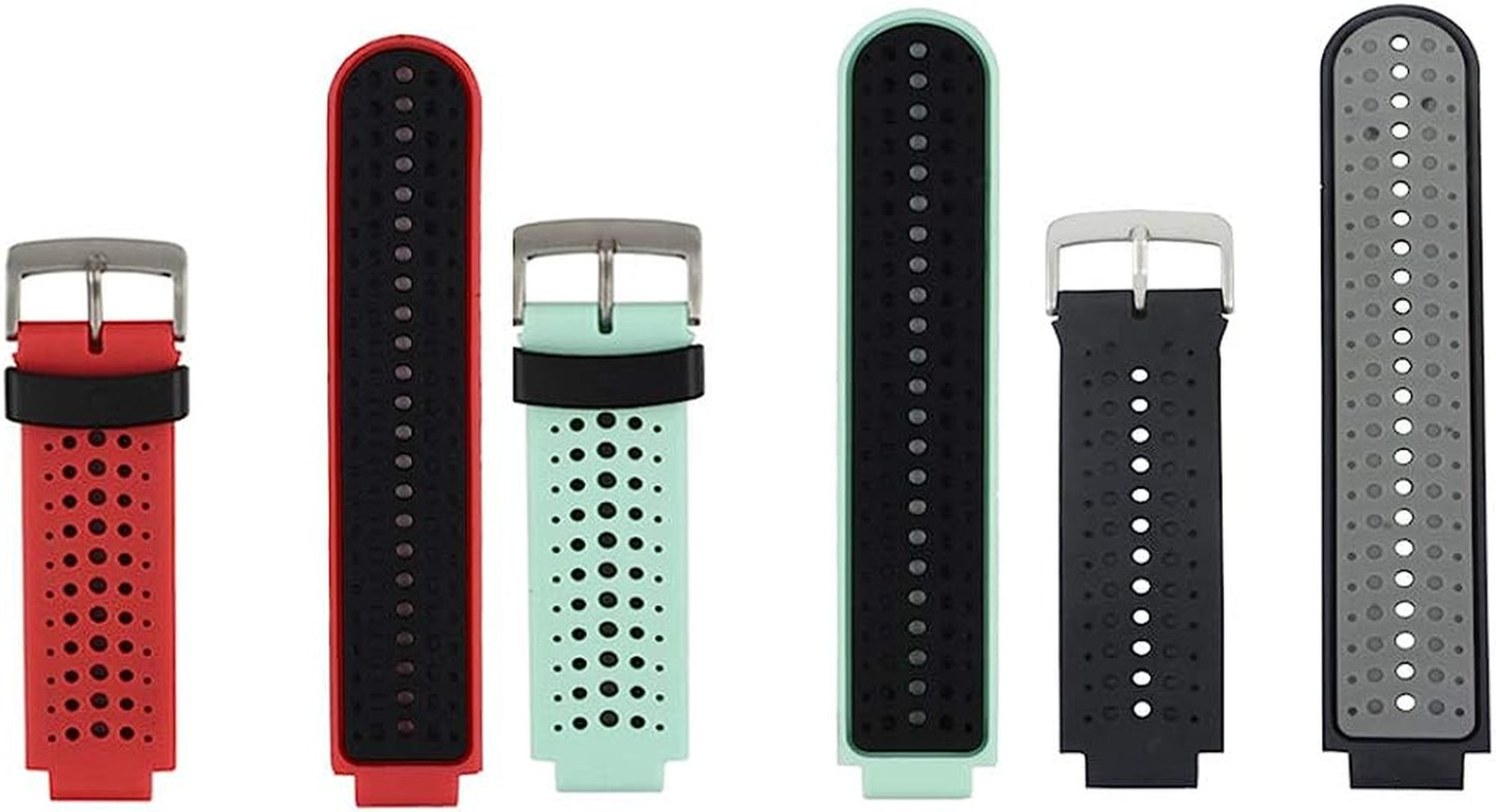 Honecumi Bands Compatible with Garmin Approach S20/ S5/ S6/Forerunner 220/230/ 235/235Lite/ 620/630/ 735/735XT Smart Watchband Wrist Band Strap for Men Women,Soft Silicone Colorful Band Accessory  honecumi 3 Pcs-Solid B  