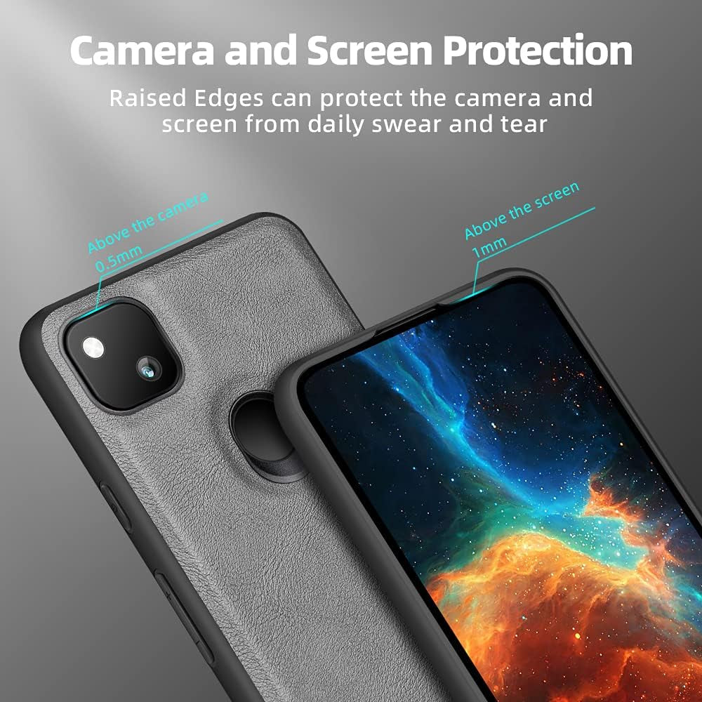 X-Level Google Pixel 4A Case (Not Fit 4A 5G),Anti-Scratch Premium Leather Soft TPU Bumper Shockproof Protective Phone Cover Case for Google Pixel 4A (Gray)  X-level   